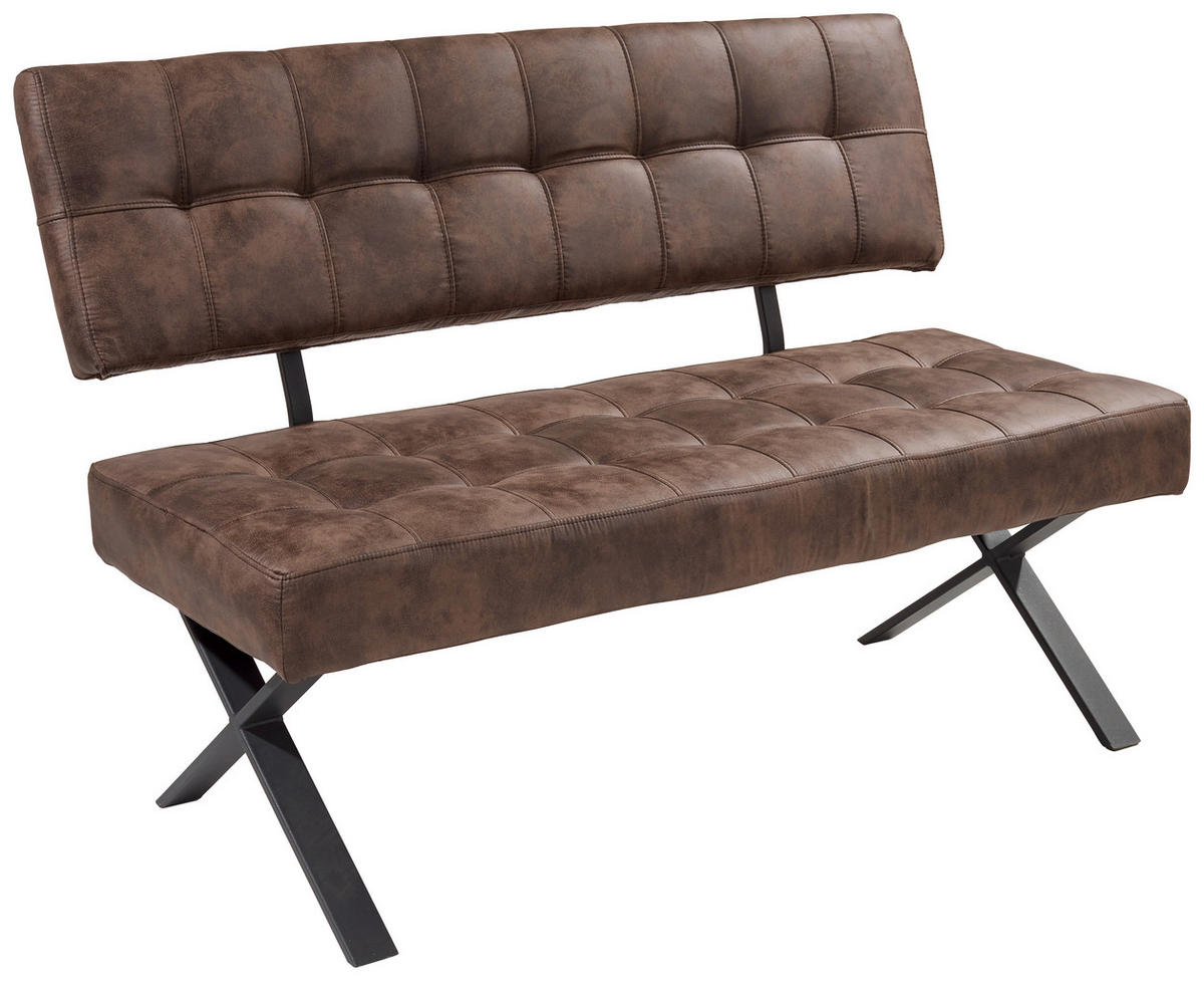 SITZBANK 140/93/61 cm Lederlook Braun Metall  - Anthrazit/Braun, Trend, Textil/Metall (140/93/61cm) - Carryhome