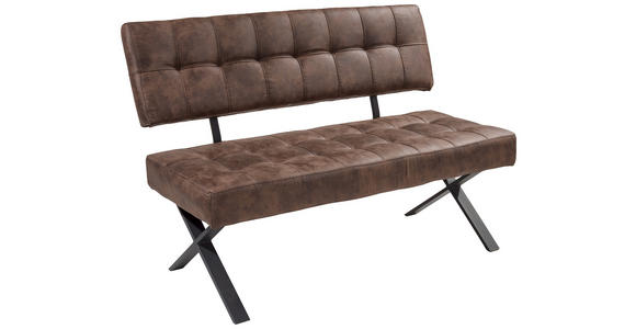 SITZBANK 140/93/61 cm Lederlook Braun Metall  - Anthrazit/Braun, Trend, Textil/Metall (140/93/61cm) - Carryhome