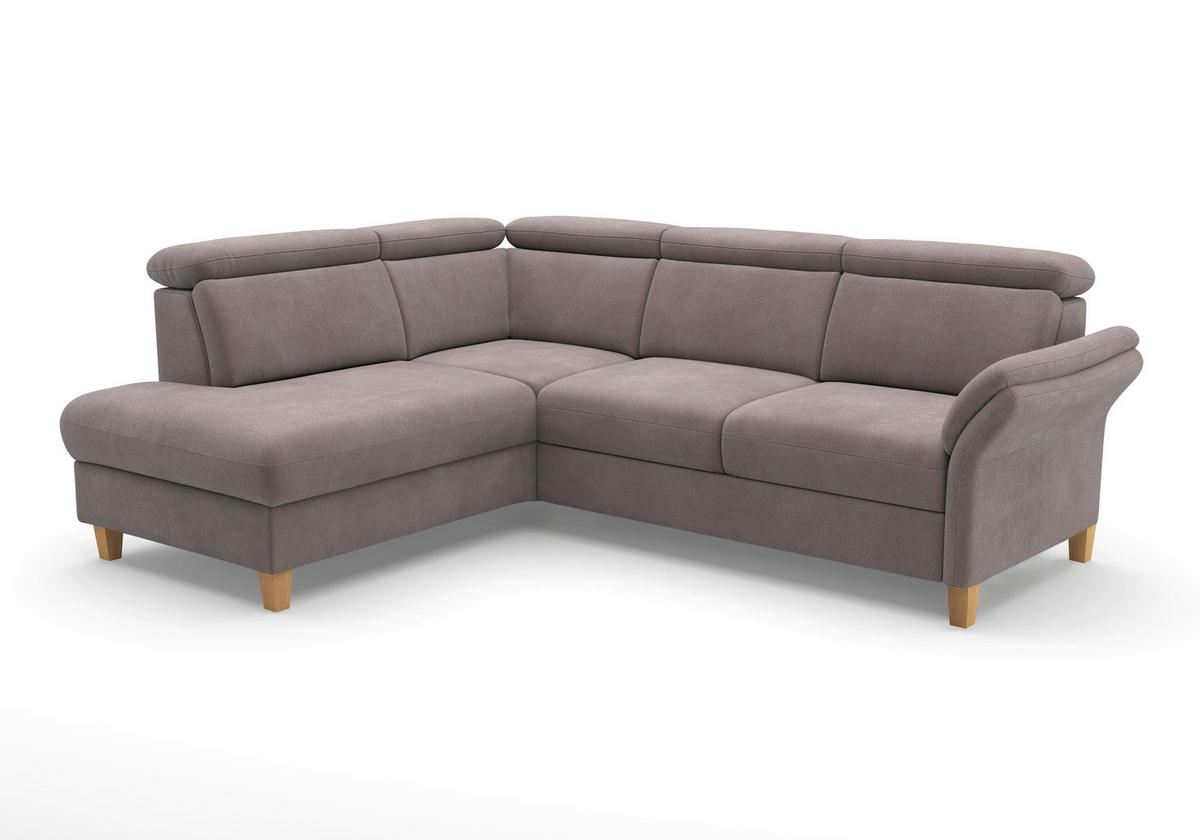 ECKSOFA GLENDALE E Taupe Flachgewebe  - Taupe/Eichefarben, KONVENTIONELL, Holz/Textil (193/247cm) - Sit & More