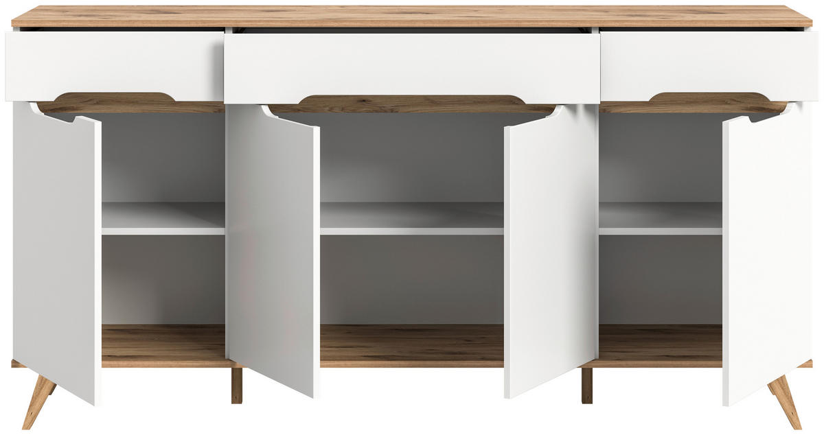 ŠIROKÁ KOMODA, biela, farba duba, 185/95/40 cm - biela/farba duba, Design, kompozitné drevo (185/95/40cm) - MID.YOU