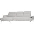 ECKSOFA in Chenille, Flachgewebe Ecru  165/318 cm  - Ecru/Schwarz, Design, Textil/Metall (165/318cm) - Xora