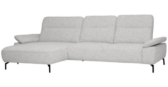 ECKSOFA in Chenille, Flachgewebe Ecru 165/318 cm - Ecru/Schwarz, Design, Textil/Metall (165/318cm) - Xora