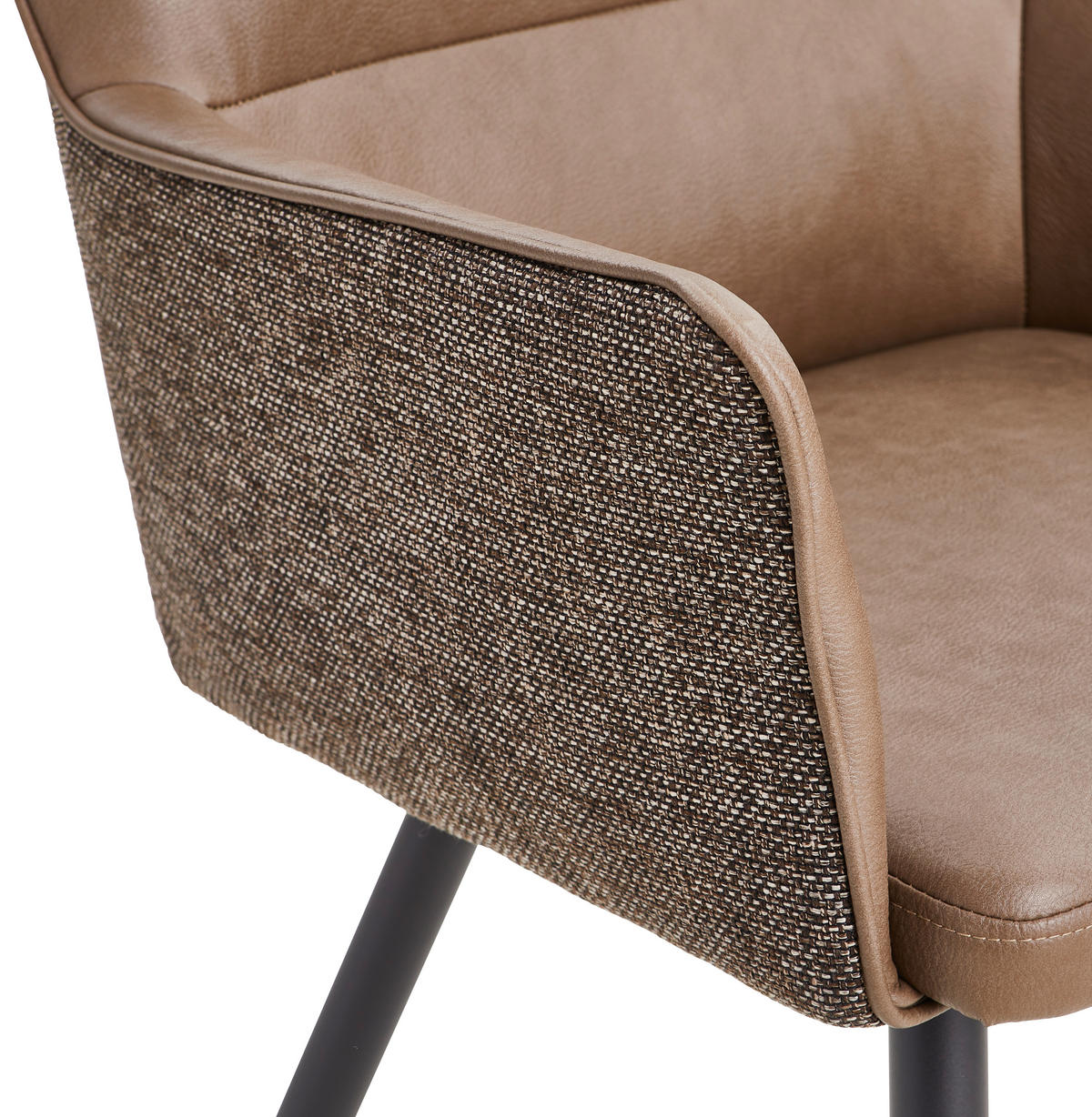 ARMLEHNSTUHL  in Eisen Lederlook, Webstoff  - Schwarz/Braun, MODERN, Holz/Textil (56/88/60cm) - Livetastic