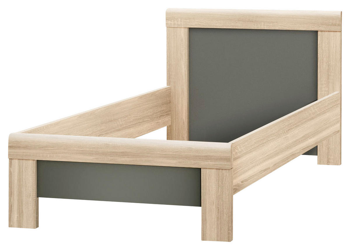 POSTELJA 90 cm   x 200 cm  , leseni material antracit, hrast sonoma  - barve hrasta/hrast sonoma, Basics, leseni material (90/200cm) - Carryhome