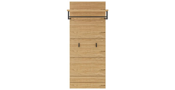 GARDEROBENPANEEL in 55/135/30 cm - Wildeiche/Schwarz, Natur, Holz/Metall (55/135/30cm) - Dieter Knoll