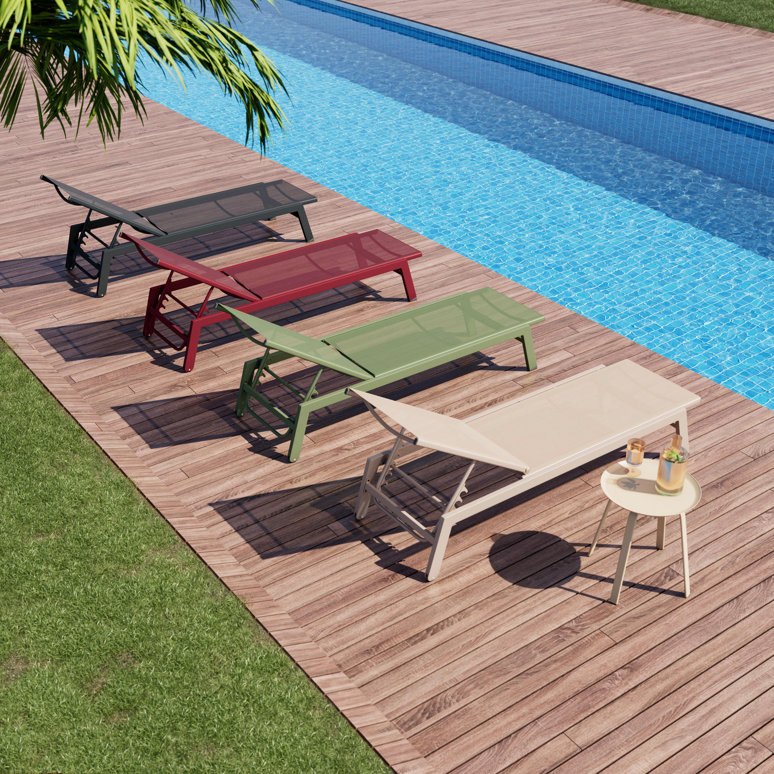 Thumbnail - Ambia Garden Sonnenliege, Rot, Metall, Textil, 55x92x164 cm, Rückenlehne verstellbar, Gartenmöbel, Gartenliegen