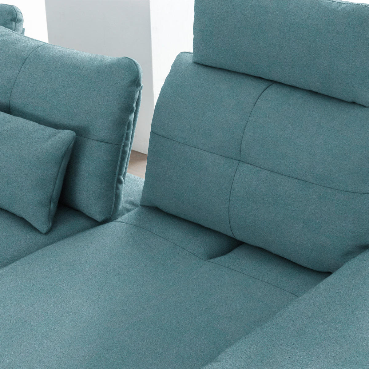 ECKSOFA in Flachgewebe Hellblau  - Schwarz/Hellblau, Design, Textil/Metall (271/344cm) - Chilliano