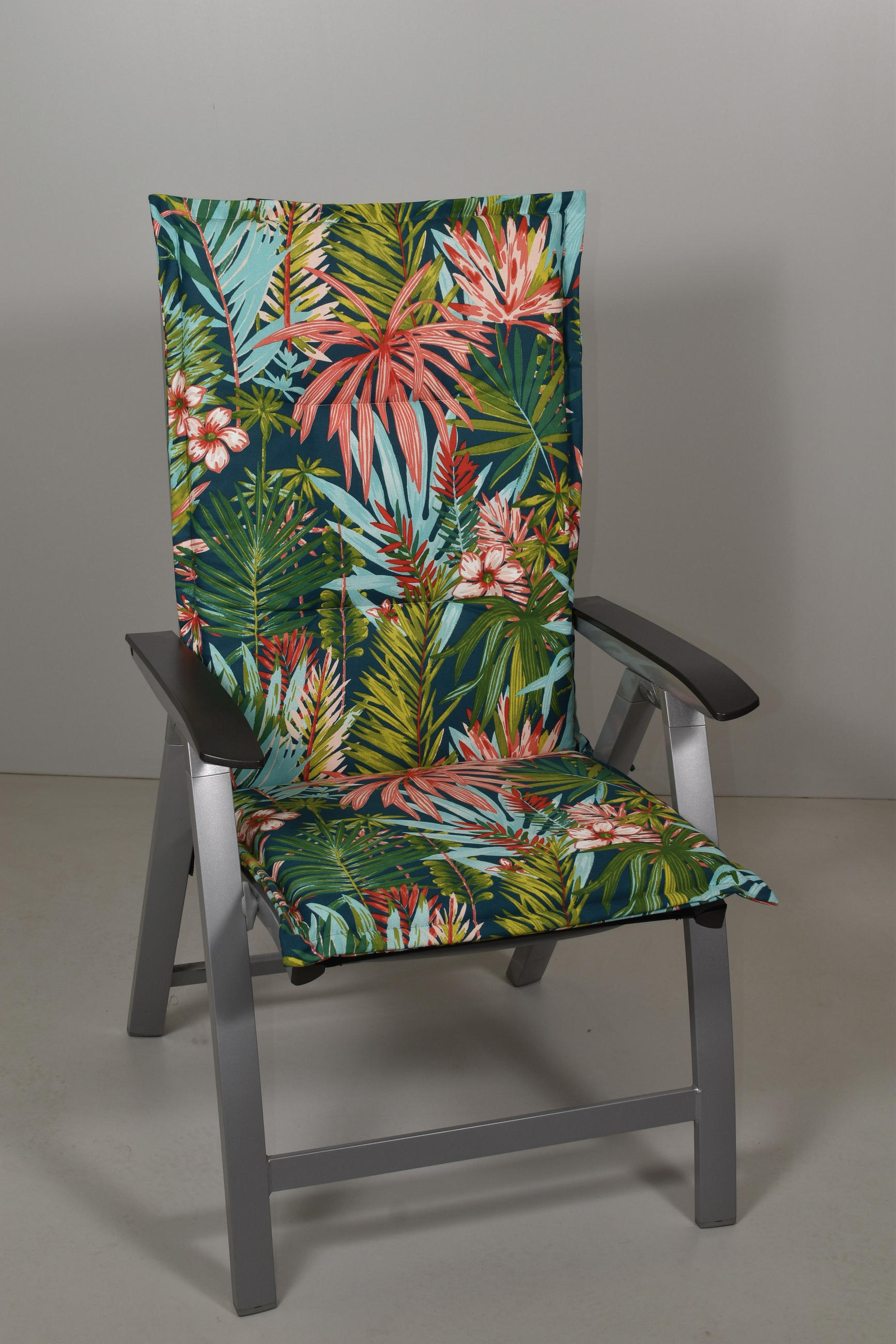 SESSELAUFLAGE in Blau, Dunkelblau, Dunkelgrün Blätter  - Blau/Dunkelgrün, Design, Textil (48/118/4cm)