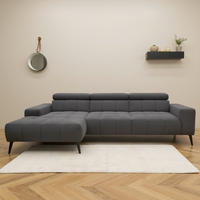 ECKSOFA TRENTO Grau Mikrofaser  - Dunkelgrau/Schwarz, MODERN, Textil/Metall (287/175cm) - MID.YOU