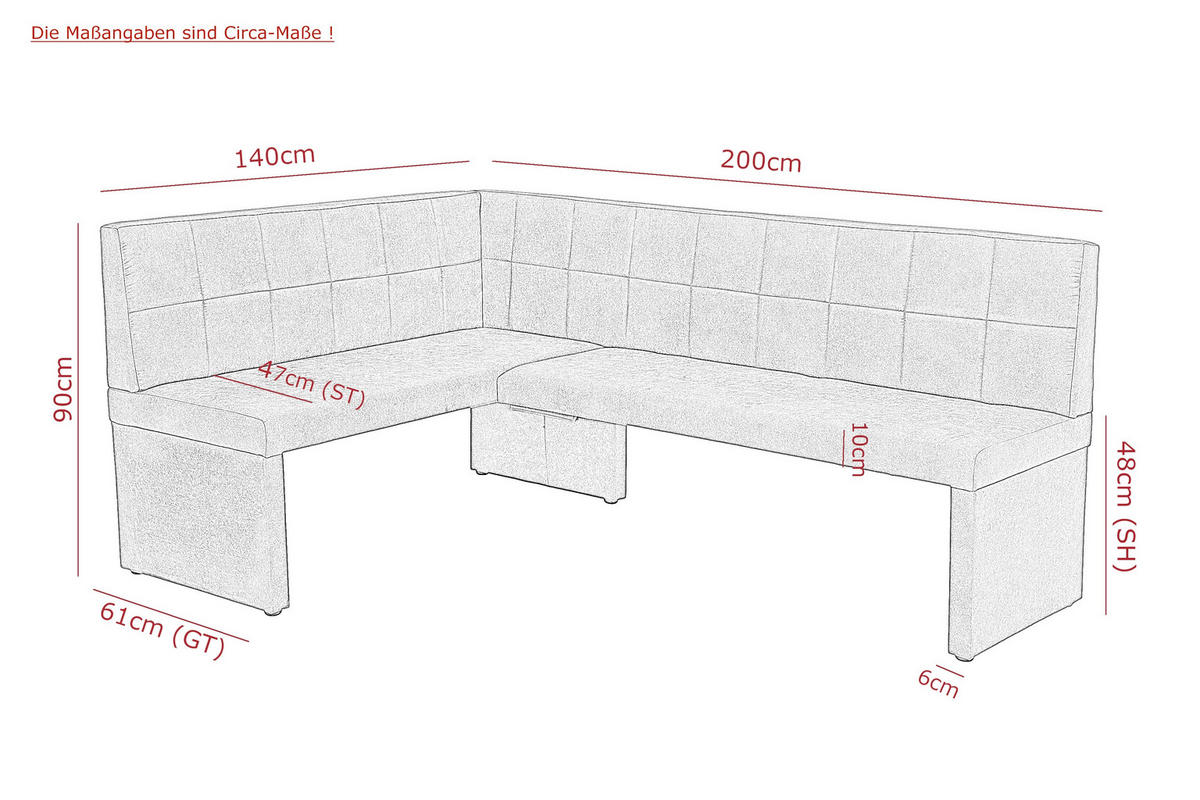 ECKBANK 200/90 cm Mikrofaser Anthrazit   - Anthrazit, MODERN, Holz/Textil (200/90cm) - MID.YOU