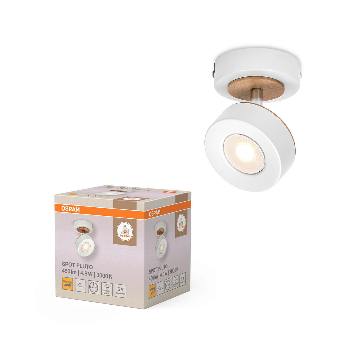 LED-STRAHLER 9/12,2/9 cm   - Weiß, Design, Holz/Kunststoff (9/12,2/9cm) - Osram