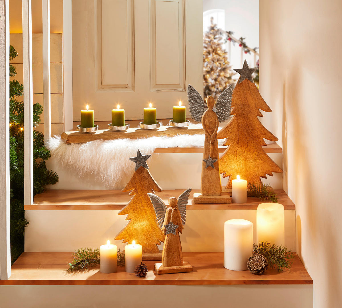 DEKOENGEL  - Silberfarben/Braun, LIFESTYLE, Holz/Metall (20/45/6,5cm) - X-Mas