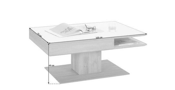 COUCHTISCH in Holz, Glas 105/75/46 cm  - Fango/Eichefarben, Design, Glas/Holz (105/75/46cm) - Valnatura