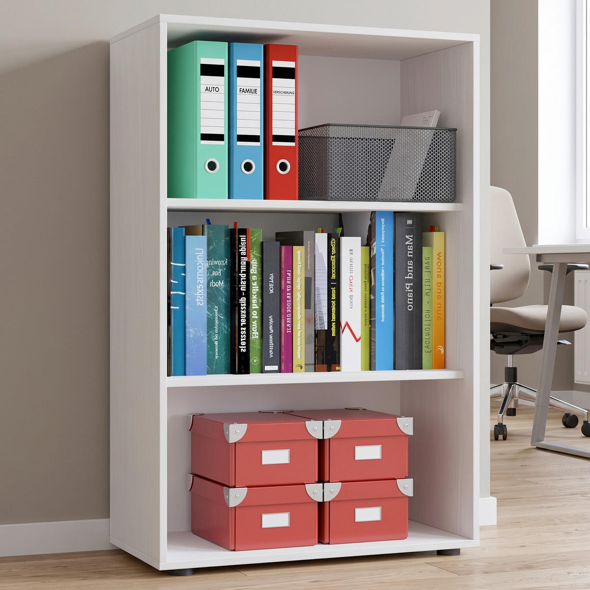 AKTENREGAL 70/105/37 cm  - Weiss/Schwarz, Basics, Holzwerkstoff/Kunststoff (70/105/37cm) - P & B
