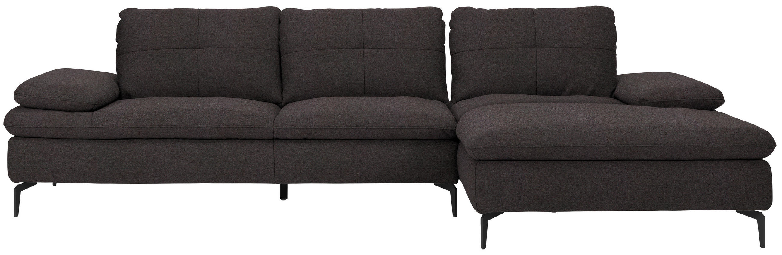 ECKSOFA in Webstoff Schwarz  - Schwarz, Design, Textil/Metall (301/179cm) - Chilliano