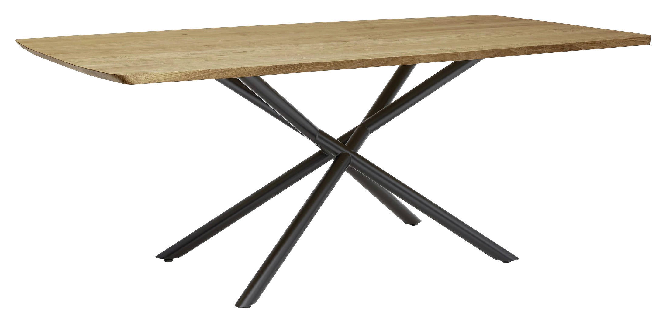 ESSTISCH Wildeiche massiv Wildeiche  - Wildeiche/Schwarz, KONVENTIONELL, Holz/Metall (200/100/76cm) - Musterring