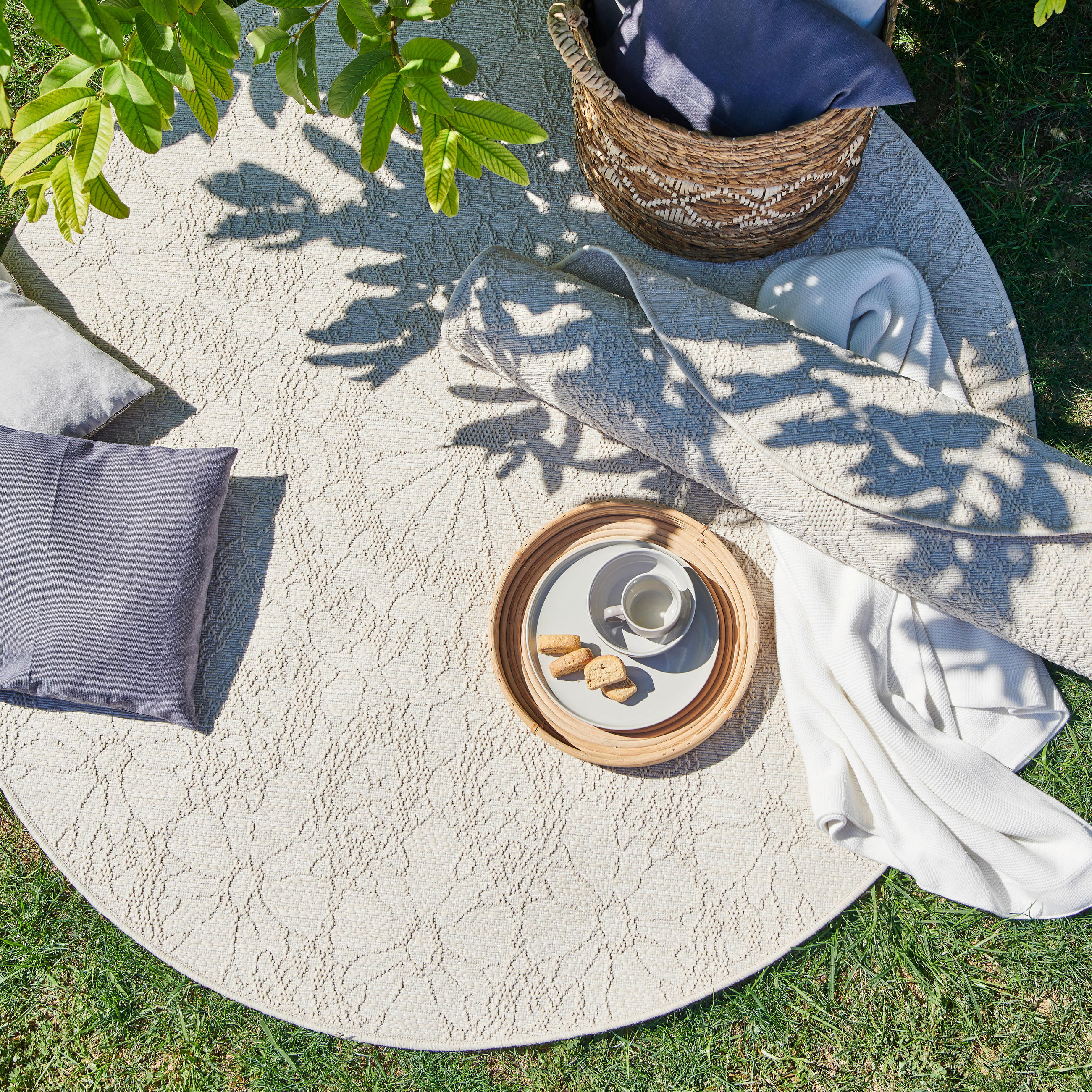 VENKOVNÍ KOBEREC, 120 cm krémová, béžová - krémová/béžová, Design (120cm) - Novel