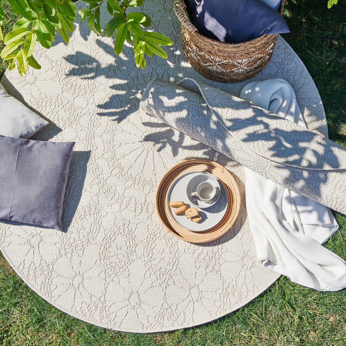 VENKOVNÍ KOBEREC, 120 cm krémová, béžová - krémová/béžová, Design (120cm) - Novel