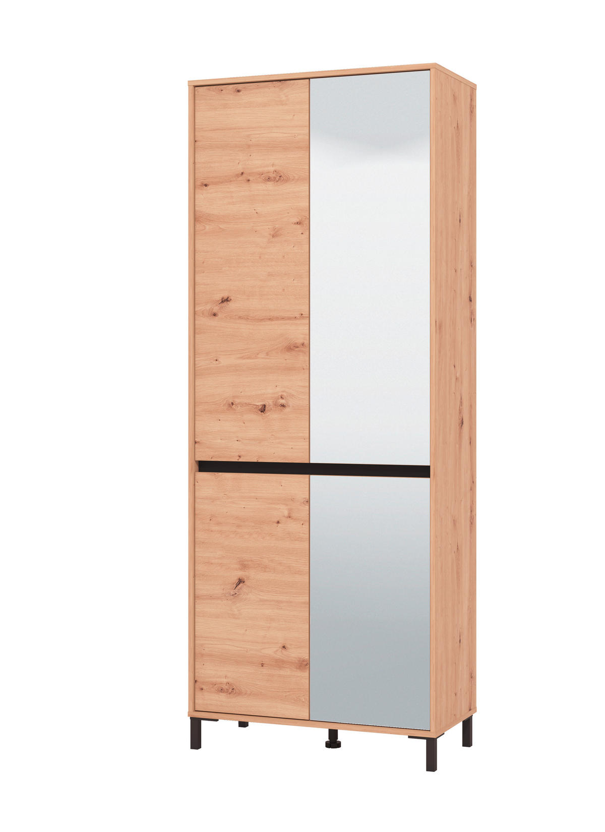 CIPŐSSZEKRÉNY 80/205,5/40 cm  - fekete/Artisan tölgy, Basics, faalapú anyag (80/205,5/40cm) - Xora