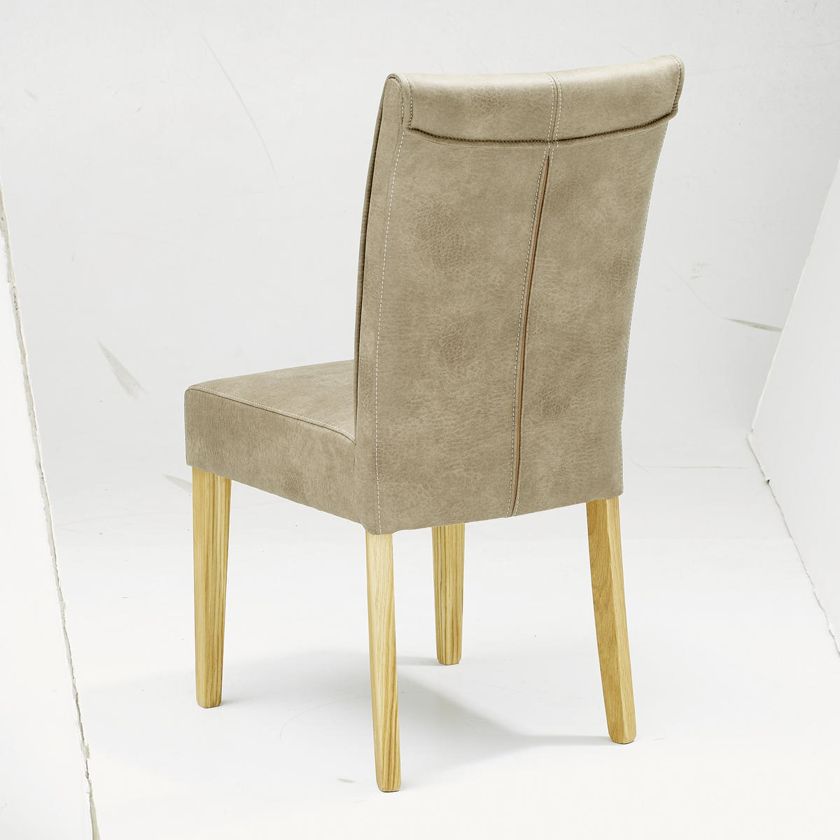 STUHL  in Mikrofaser Textil  - Hellbraun/Eichefarben, Natur, Holz/Textil (48/97/61cm) - Valdera