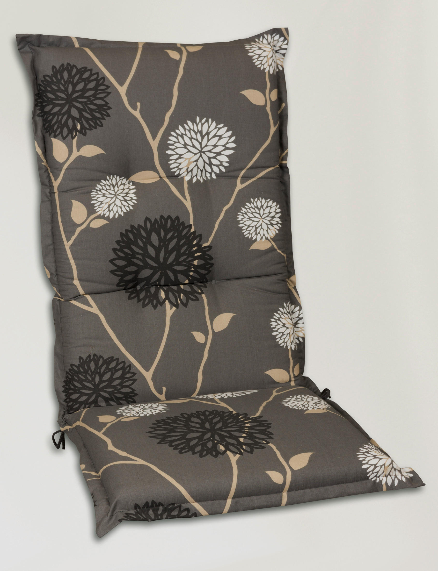 SESSELAUFLAGE Blume  - Dunkelgrau/Beige, Basics, Textil (50/9/120cm)