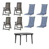 GARTENTISCHGRUPPE  - Blau/Grau, MODERN, Kunststoff/Textil (90/95/137cm) - Gardenson