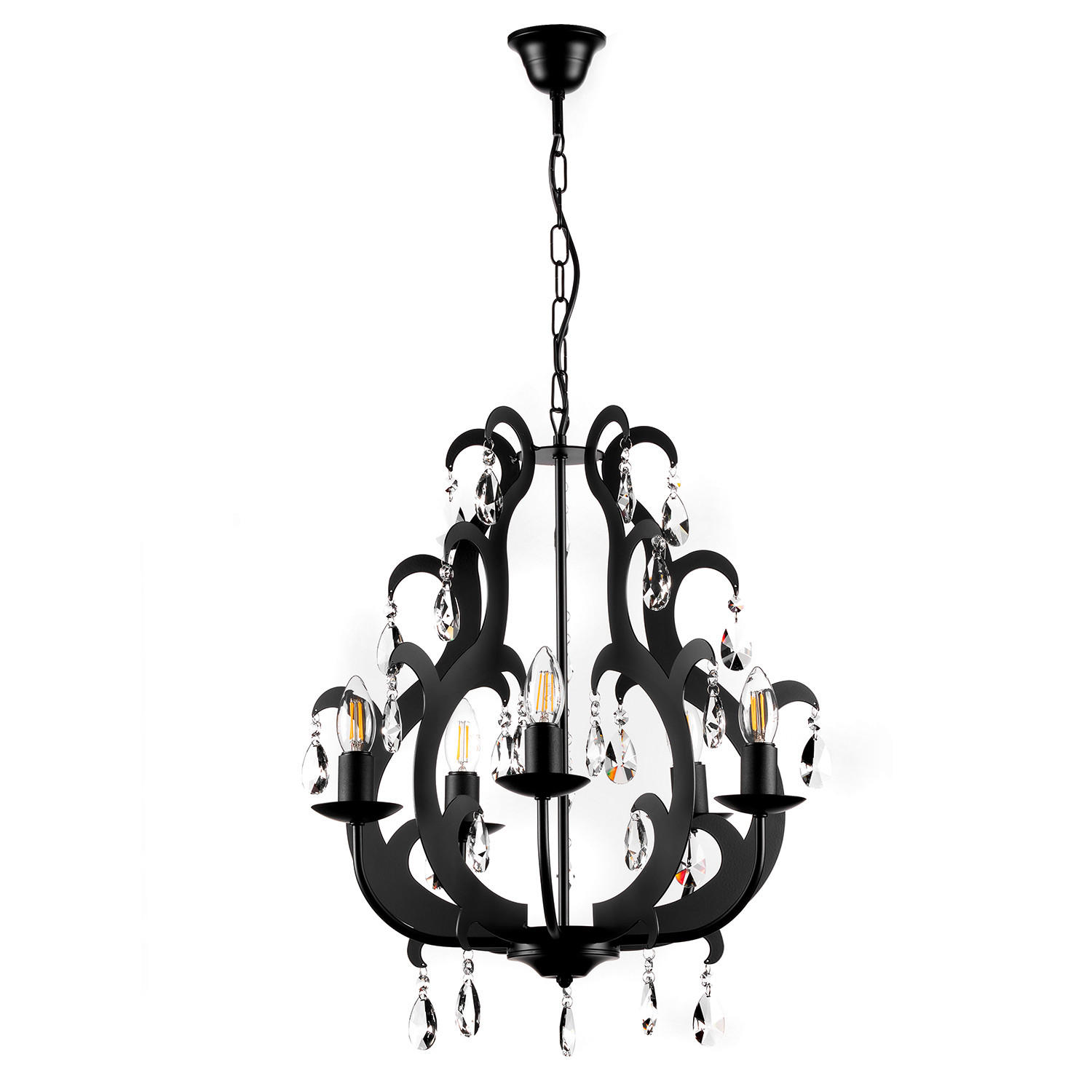 KRISTALL-HÄNGELEUCHTE 45/110 cm   - Schwarz, Trend, Glas/Metall (45/110cm)