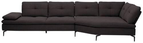 ECKSOFA in Flachgewebe Schwarz  - Schwarz, Design, Textil/Metall (344/157cm) - Chilliano