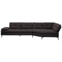 ECKSOFA in Flachgewebe Schwarz  - Schwarz, Design, Textil/Metall (344/157cm) - Chilliano