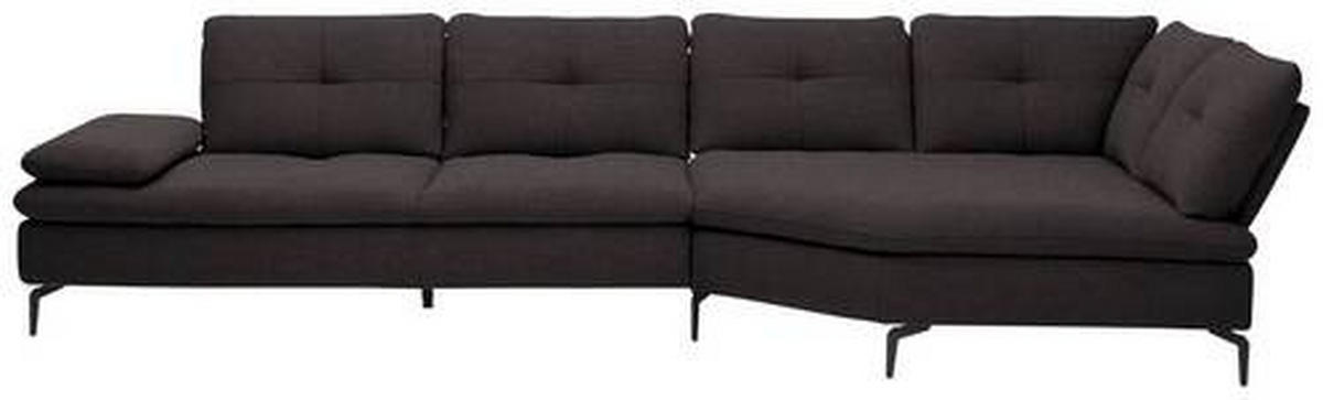 ECKSOFA in Flachgewebe Schwarz  - Schwarz, Design, Textil/Metall (344/157cm) - Chilliano