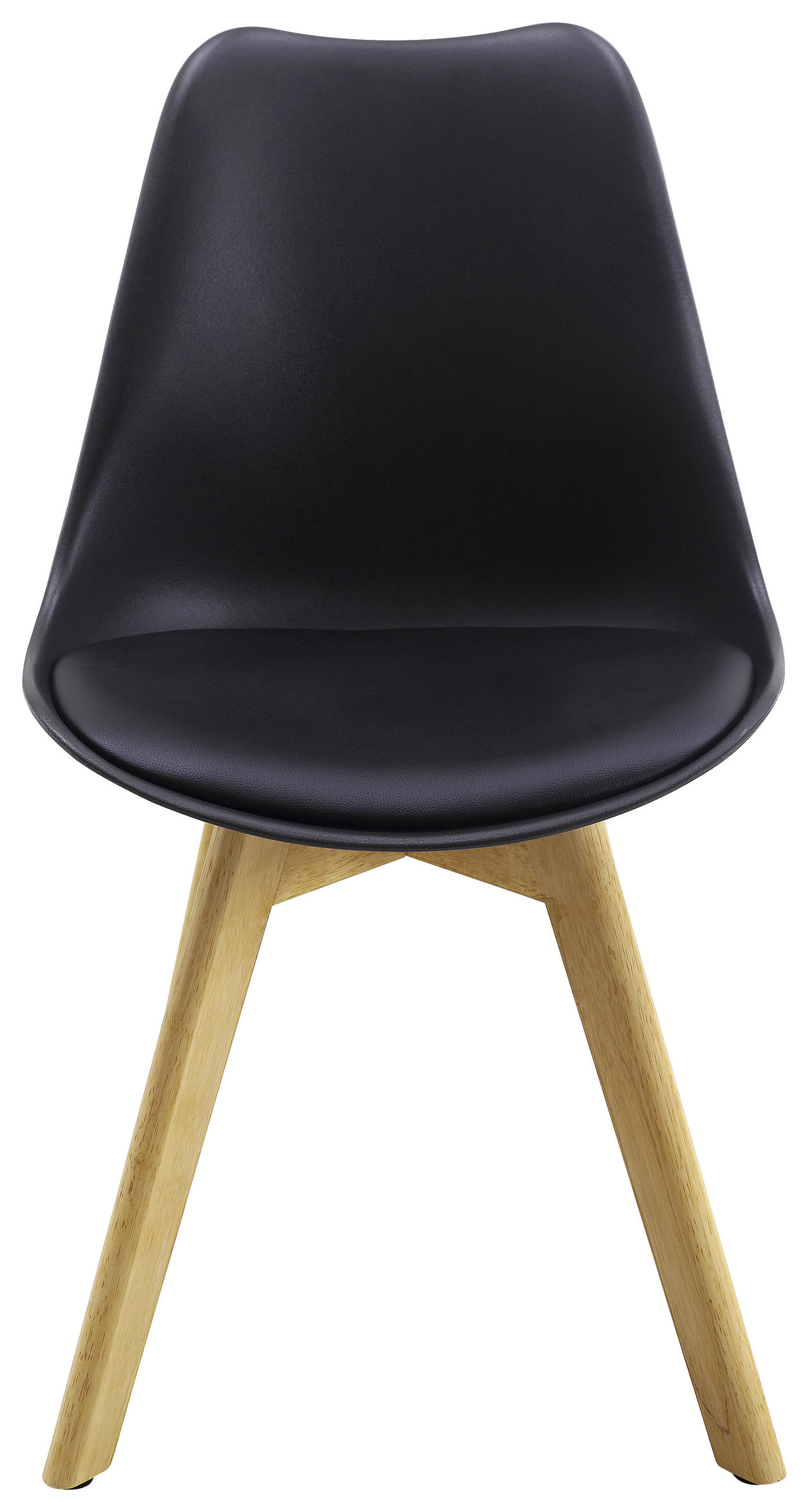 STUHL Lederlook Schwarz, Eichefarben Kautschukholz massiv  - Eichefarben/Schwarz, LIFESTYLE, Holz/Textil (48/84/53cm) - Livetastic