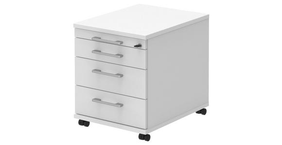 ROLLCONTAINER Alufarben, Weiß  - Alufarben/Weiß, KONVENTIONELL, Holzwerkstoff/Metall (42,7/54,4/60cm) - Moderano