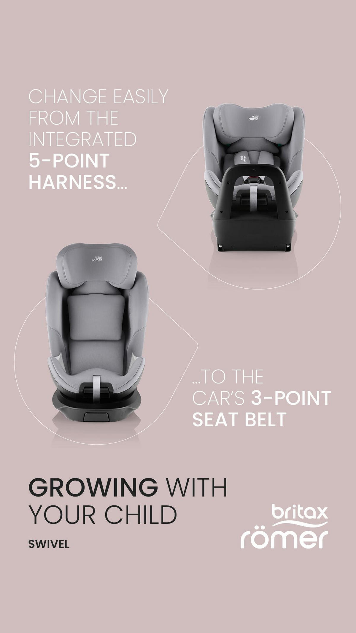 REBOARDER-KINDERSITZ Swivel  - Dunkelgrau, Basics, Kunststoff/Textil (56/44/57cm) - Britax Römer