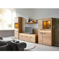 WOHNWAND  in Eichefarben  359/198/49 cm  - Eichefarben/Schwarz, KONVENTIONELL, Glas/Holz (359/198/49cm) - Cantus