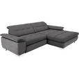 ECKSOFA in Mikrofaser Dunkelgrau  - Chromfarben/Dunkelgrau, Design, Textil/Metall (265/180cm) - Carryhome