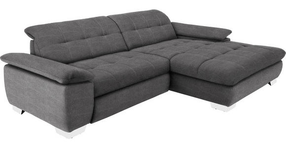 ECKSOFA in Mikrofaser Dunkelgrau  - Chromfarben/Dunkelgrau, Design, Textil/Metall (265/180cm) - Carryhome