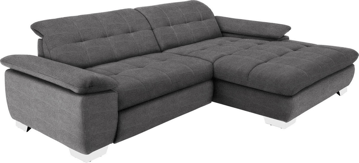 ECKSOFA in Mikrofaser Dunkelgrau  - Chromfarben/Dunkelgrau, Design, Textil/Metall (265/180cm) - Carryhome