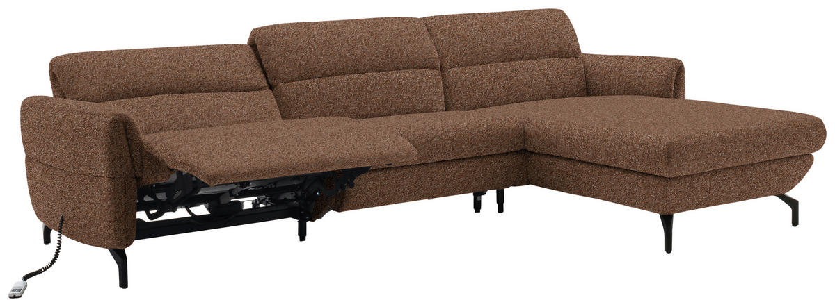 ECKSOFA in Chenille Kupferfarben  299/187 cm  - Schwarz/Kupferfarben, Design, Textil/Metall (299/187cm) - Schöner Wohnen