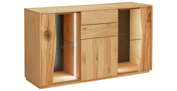 SIDEBOARD 137,7/79,3/43,8 cm  - Wildeiche/Grau, MODERN, Glas/Holz (137,7/79,3/43,8cm) - Moderano