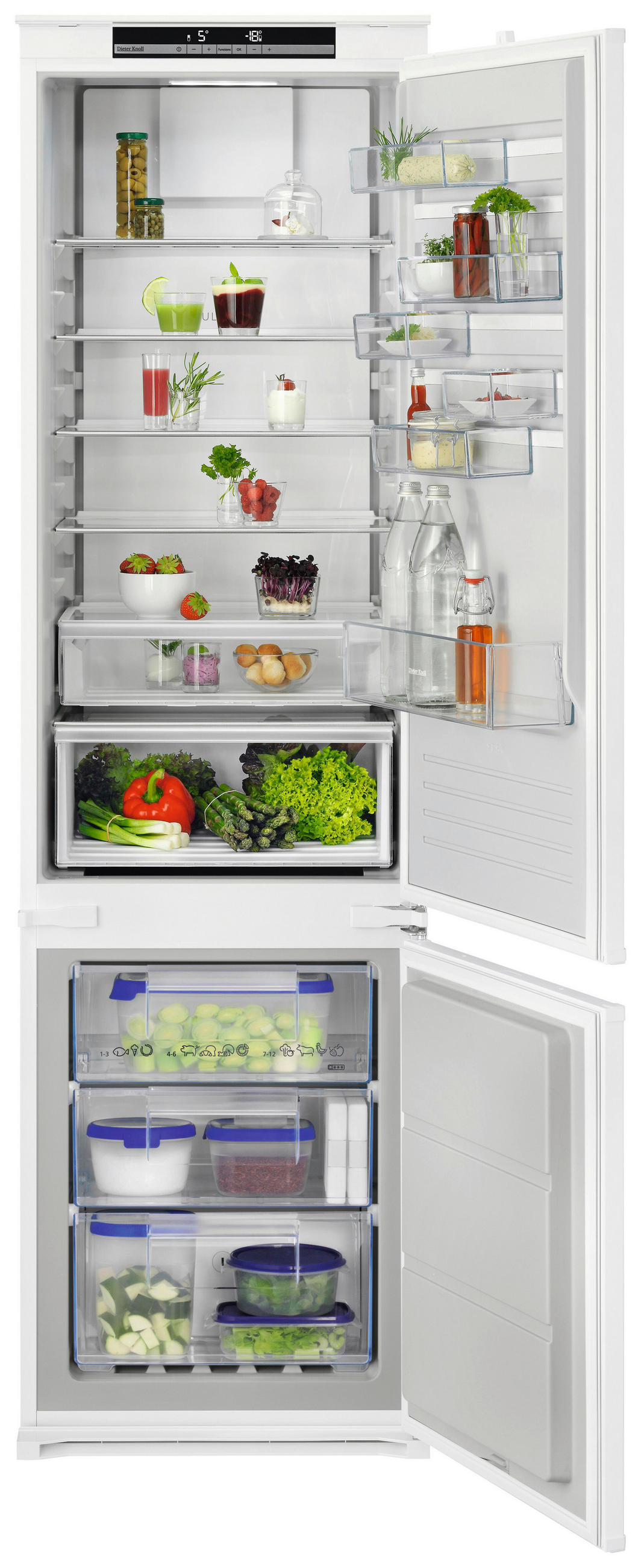 KÜHL-GEFRIER-KOMBINATION DKBB2870SK  - Weiß, Basics, Glas/Metall (54/188,4/54,9cm) - Dieter Knoll