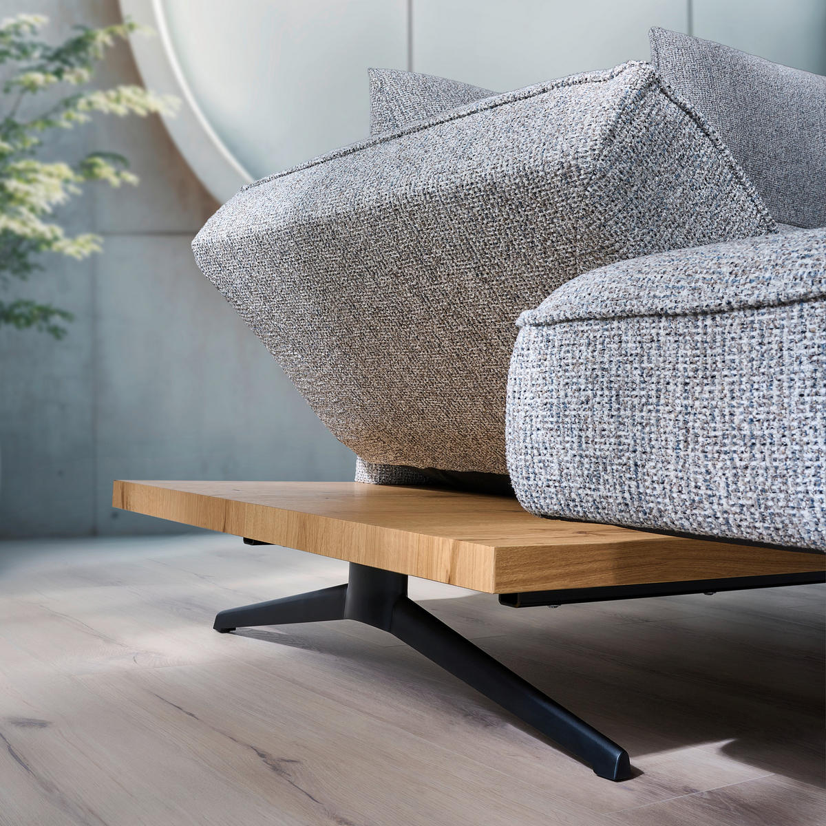 ECKSOFA in Chenille Beige  - Beige/Schwarz, Design, Holz/Textil (132/240cm) - Koinor