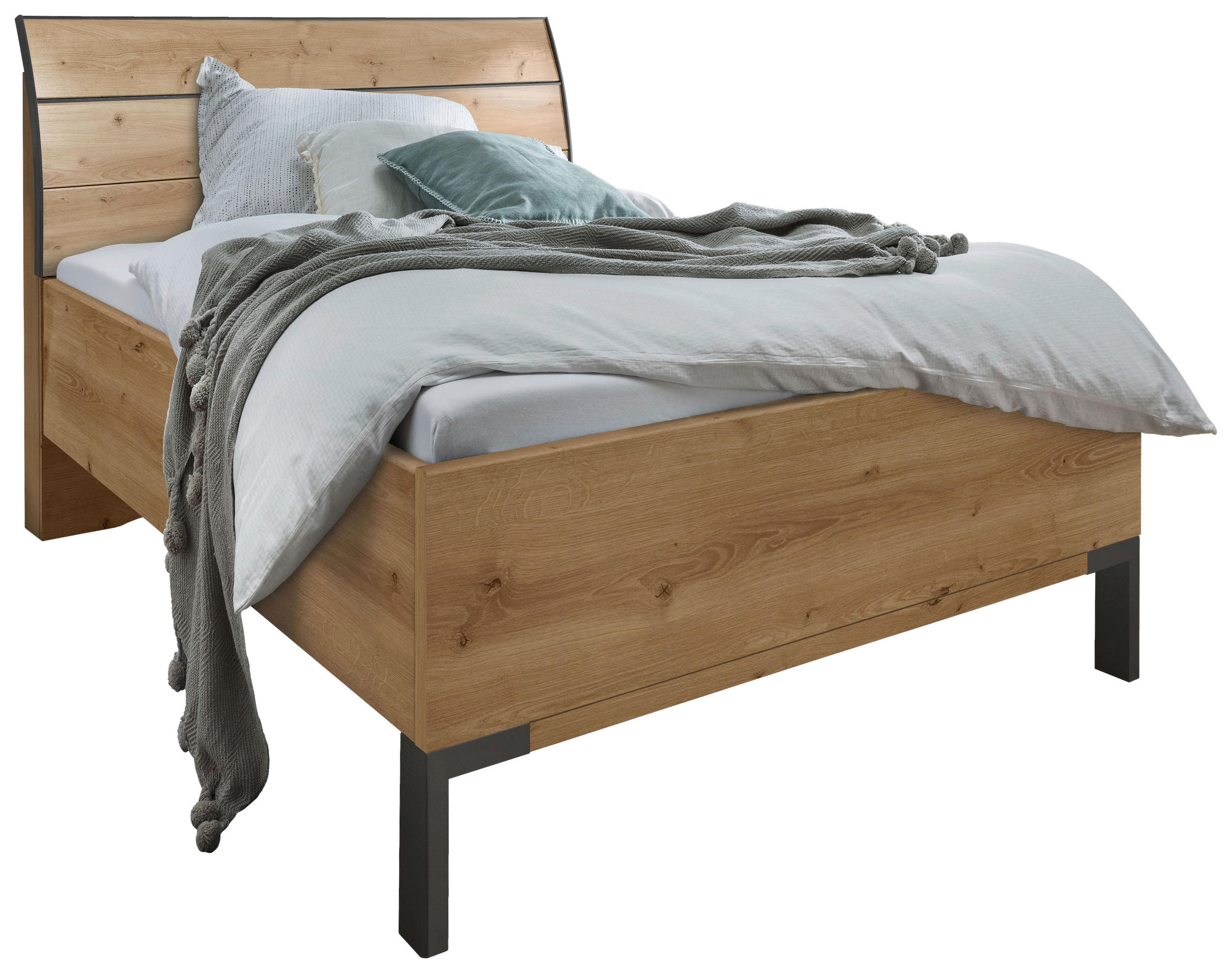 BETT 90/200 cm  in Eiche Bianco  - Schieferfarben/Eiche Bianco, KONVENTIONELL, Metall (90/200cm) - Dieter Knoll