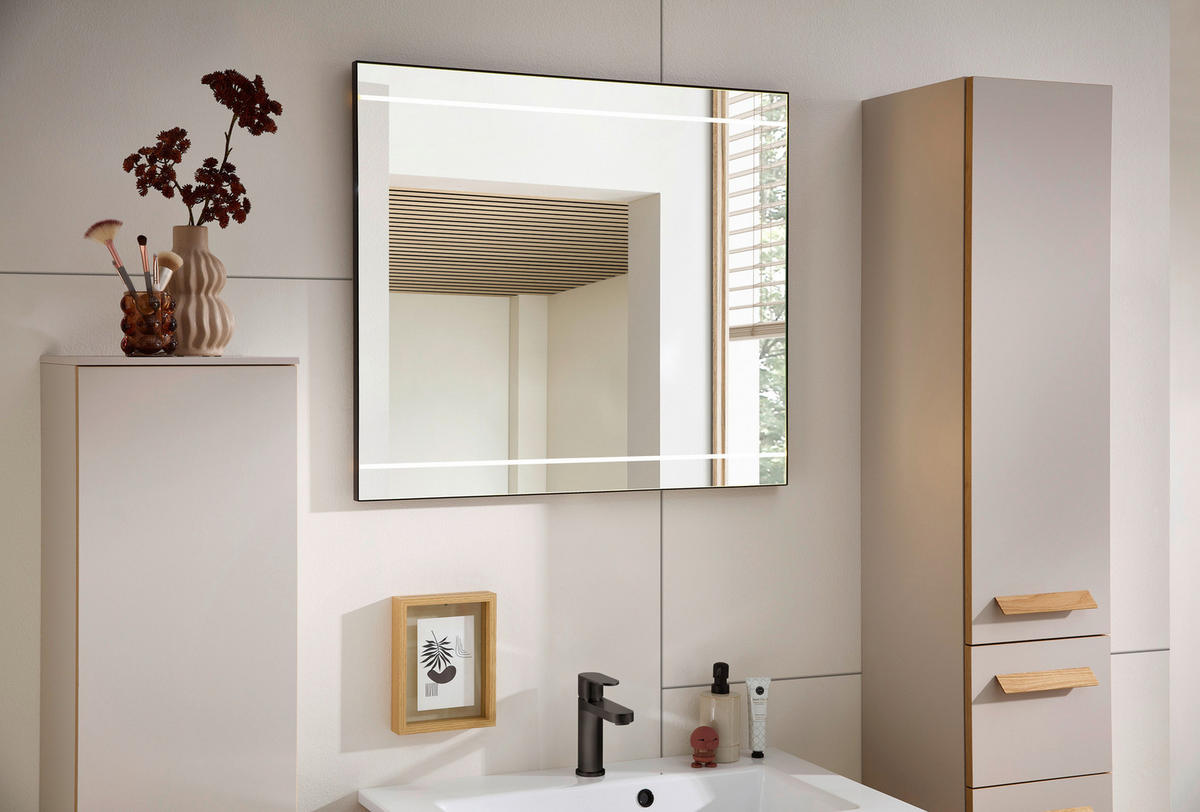 BADEZIMMERSPIEGEL 80/70/3,2 cm  - Schwarz, Design, Glas/Holzwerkstoff (80/70/3,2cm) - Sadena