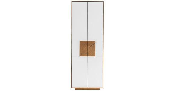 SCHUHSCHRANK  in 72/198/37 cm  - Eichefarben/Weiß, MODERN, Glas/Holz (72/198/37cm) - Linea Natura