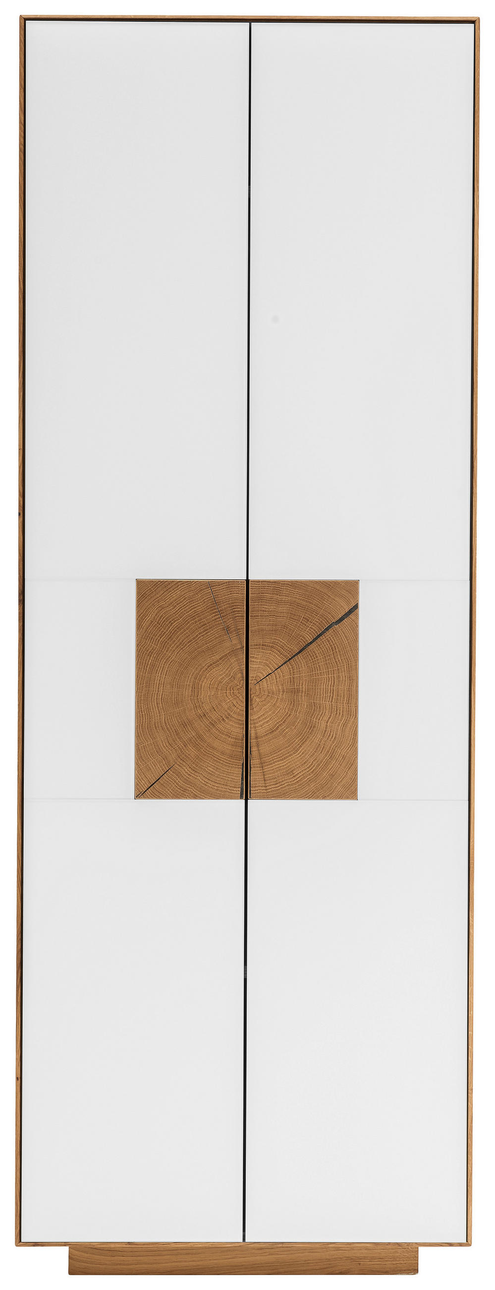 SCHUHSCHRANK Asteiche massiv Weiß, Eichefarben  - Eichefarben/Weiß, MODERN, Glas/Holz (72/198/37cm) - Linea Natura