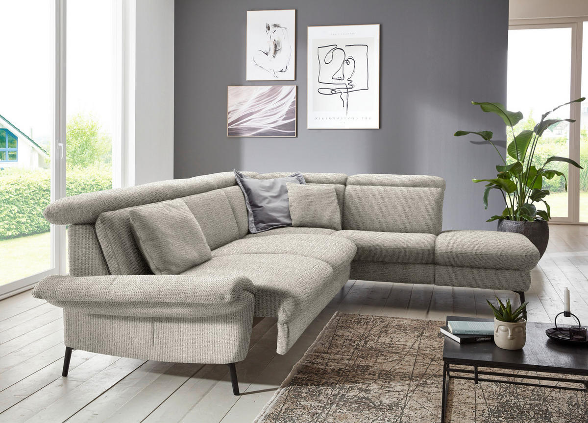 ECKSOFA in Struktur Taupe  - Taupe/Schwarz, Modern, Textil/Metall (275/235cm) - Cantus