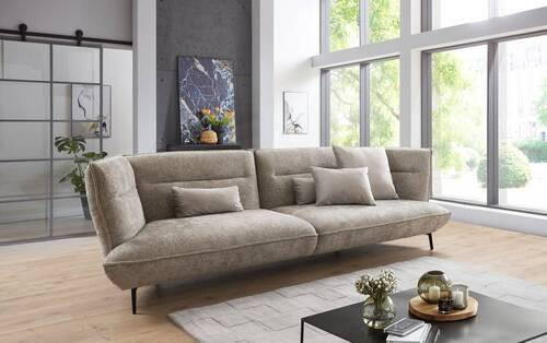 MEGASOFA Flachgewebe Taupe  - Taupe/Schwarz, Design, Textil/Metall (339/92/99cm) - Moderano