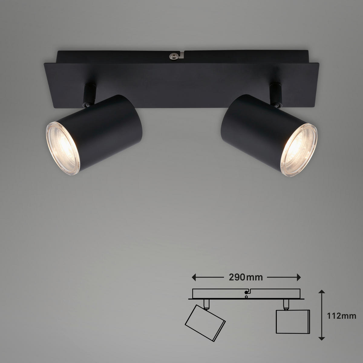 BADEZIMMER-DECKENLEUCHTE 29/9,9/11,2 cm   - Schwarz, Design, Kunststoff/Metall (29/9,9/11,2cm) - Briloner