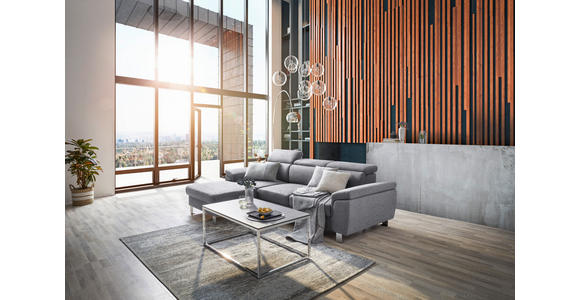 ECKSOFA  in Webstoff Hellgrau  167/250 cm  - Silberfarben/Hellgrau, Design, Textil/Metall (167/250cm) - Xora