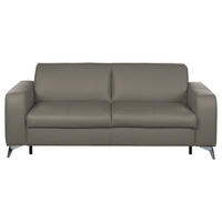 ROZKLÁDACÍ POHOVKA, kůže, jílová barva - barvy stříbra/jílová barva, Design, kov/kůže (204/84/104cm) - Livetastic